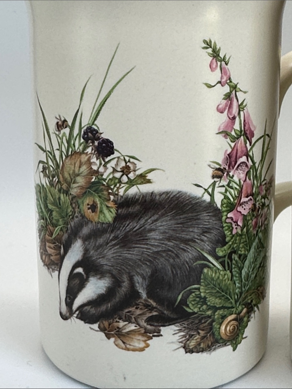 Woodland Animal Ceramic Mugs Set - Badger & Hedgehog 🐌🦡🦔🌿 - Picture 3 of 7